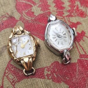 Vintage Bulova 10K RGP & Westclox 17 Jewels Watch Head Lot for Parts Repair